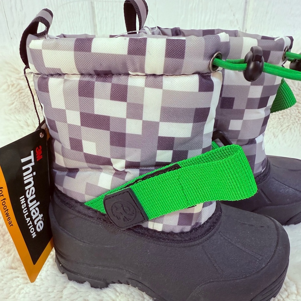 Northside Kids Checkered Snow Boots - Black, Gray, Green - Picture 4 of 5